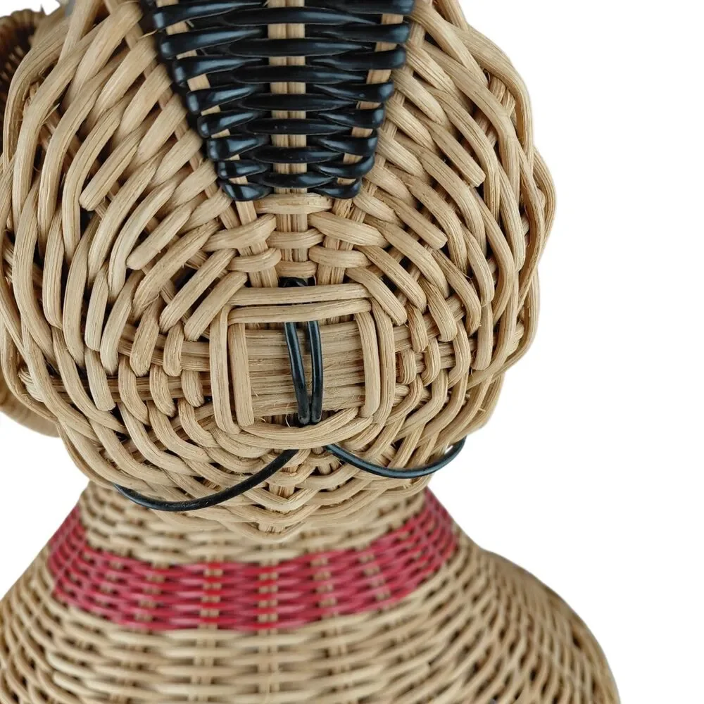 Wicker Dog Basket Hamper Laundry Puppy Collar Animal Novelty Vtg 70's MCM 31